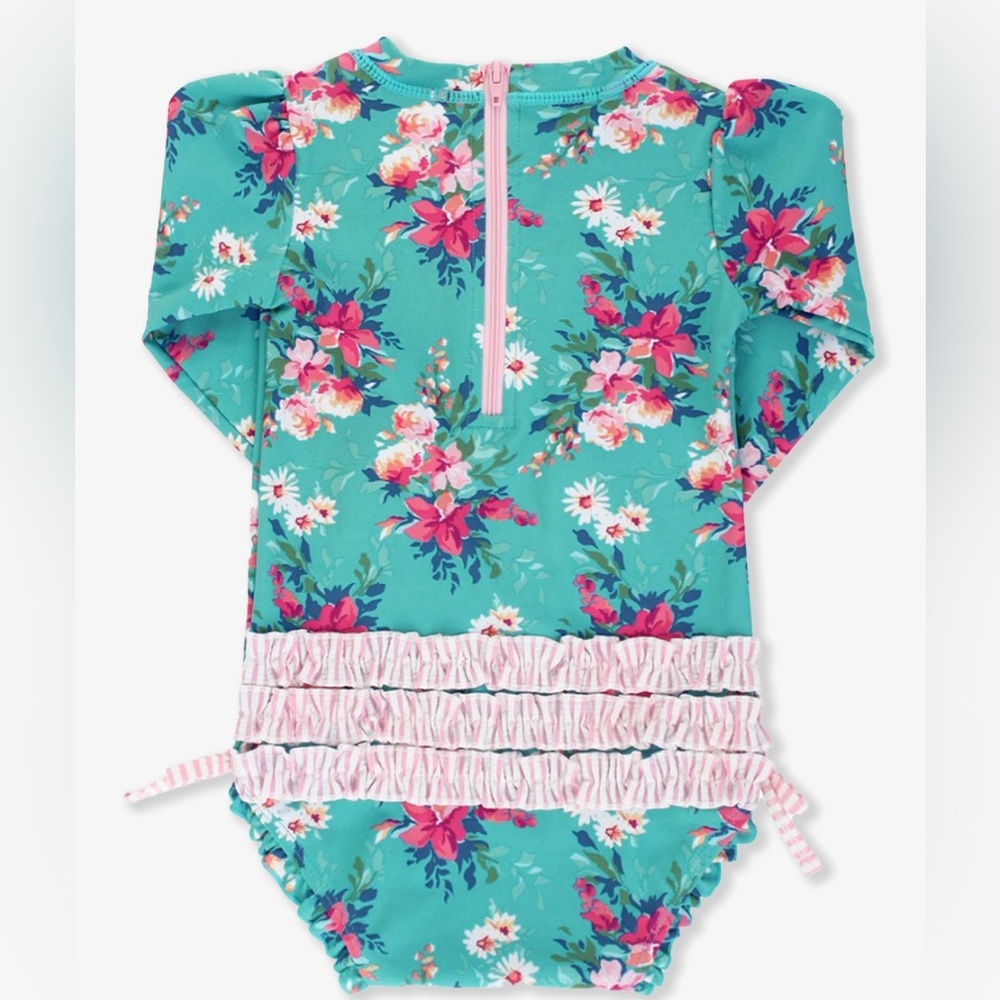 NEW Ruffle Butts Floral Rashguard Swimsuit - Picture 2 of 6